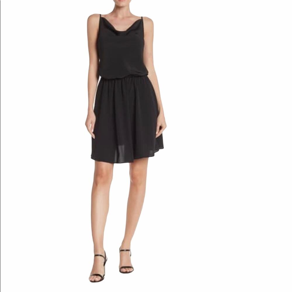 NWOT AMANDA UPRICHARD Women's Black Fit & Flare Cowl Neck Dress